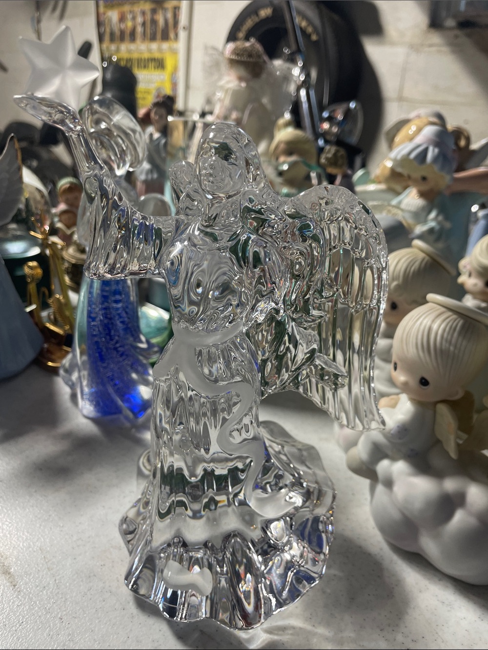 Crystal Angel Figurine - Clear Glass Home Art